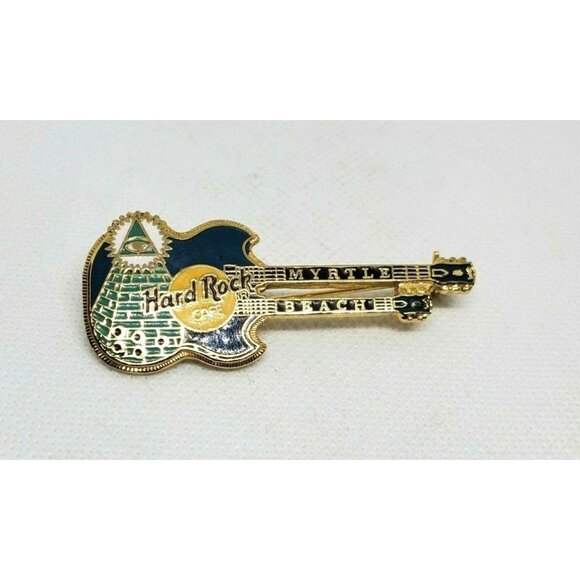 Myrtle Beach Hard Rock Café Guitar Pin Double Neck "Pyramid" Collectible - Picture 1 of 12